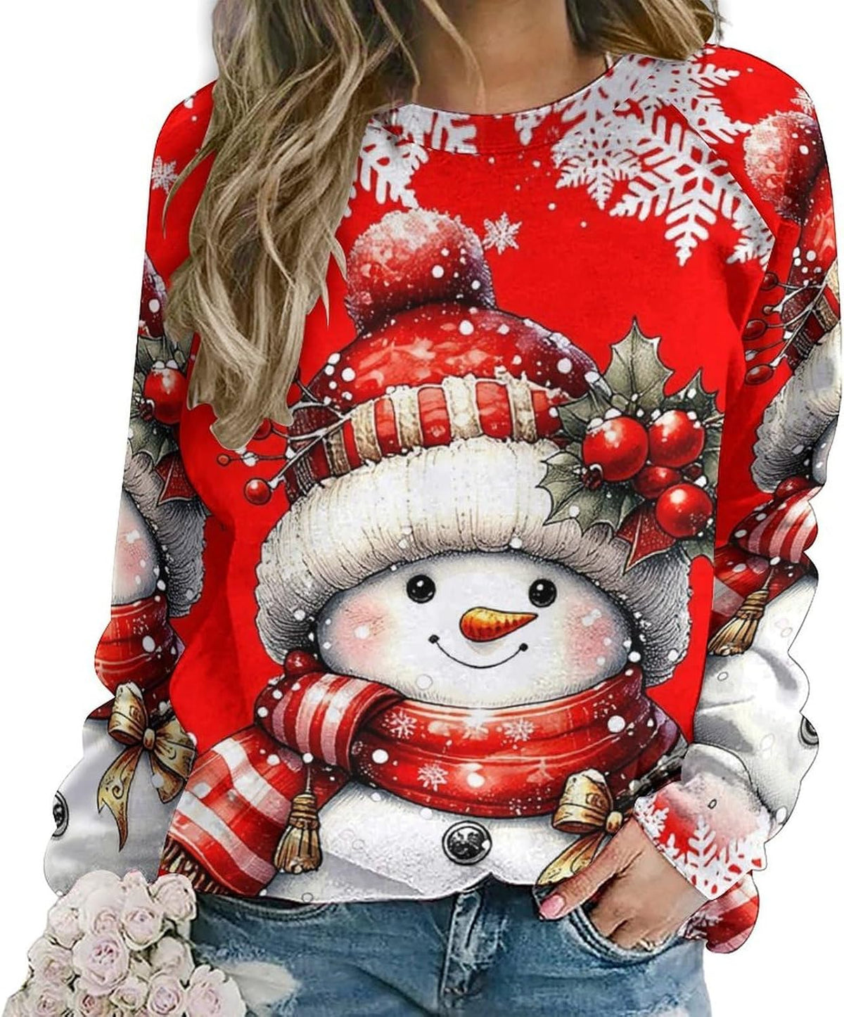 Round Neck Figure Graphic Print Sweatshirt for Women Graffiti Pullovers