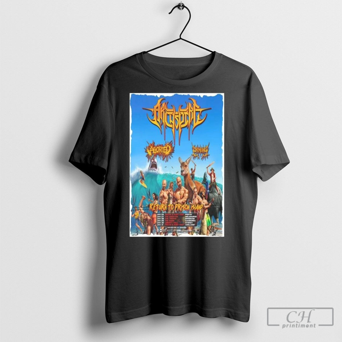 Archspire Return To Prison Island Tour 2026 Poster T Shirts Unisex