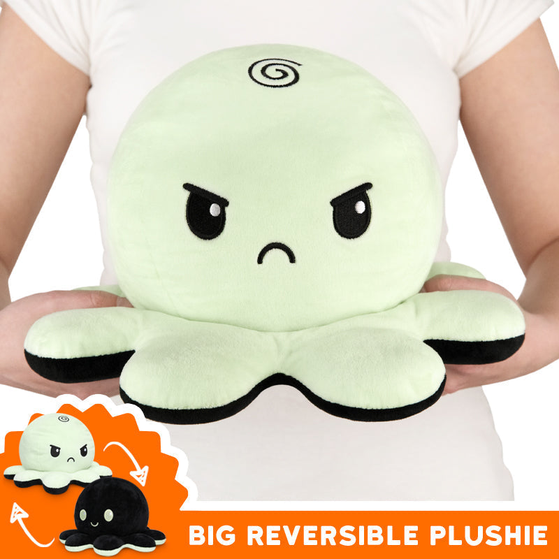 TeeTurtle Big Reversible Octopus Plushie (Green Glow + Black) Unisex
