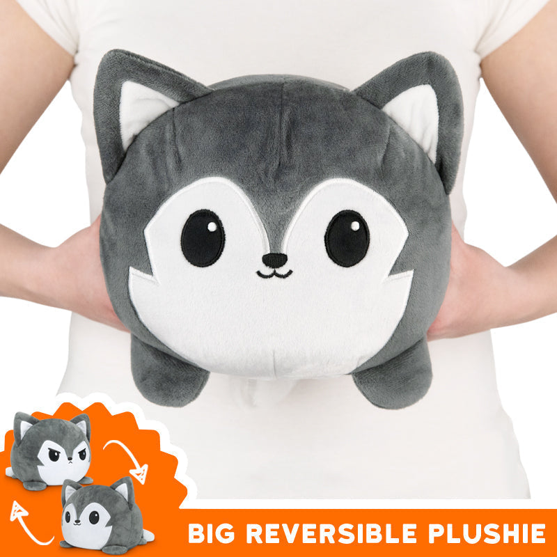 TeeTurtle Big Reversible Wolf Plushie (Gray) Unisex