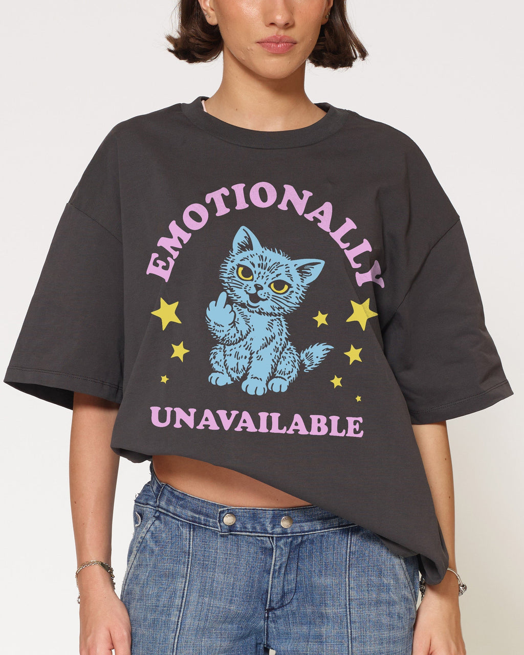 Emotionally Unavailable Cat Oversized Tee Unisex