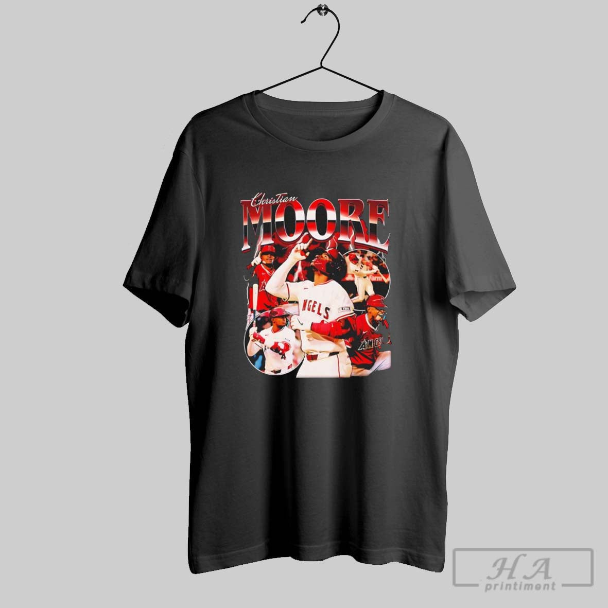 Christian Moore Los Angeles Angels Baseball Player Collage Lighting Graphic Unisex