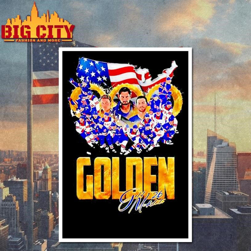Golden Gold ’26 Medalists USA Men’s Olympic Hockey Gold Champions logo Shirt Unisex