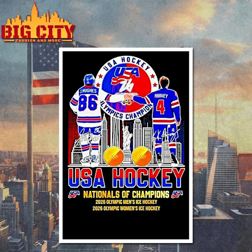 J Hughes Fist Bump Harvey Usa Hockey Nationals Of Champions Hockey City Skyline Shirt Unisex