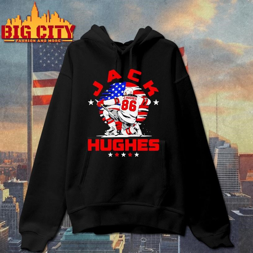 Jack Hughes New Jersey Devils USA Flag Celebration Shirt Unisex
