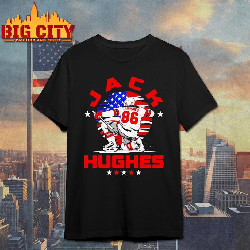 Jack Hughes New Jersey Devils USA Flag Celebration Shirt Unisex