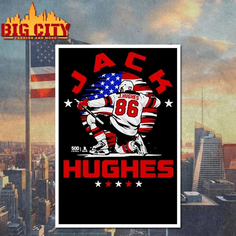 Jack Hughes New Jersey USA Flag Celebration Unisex