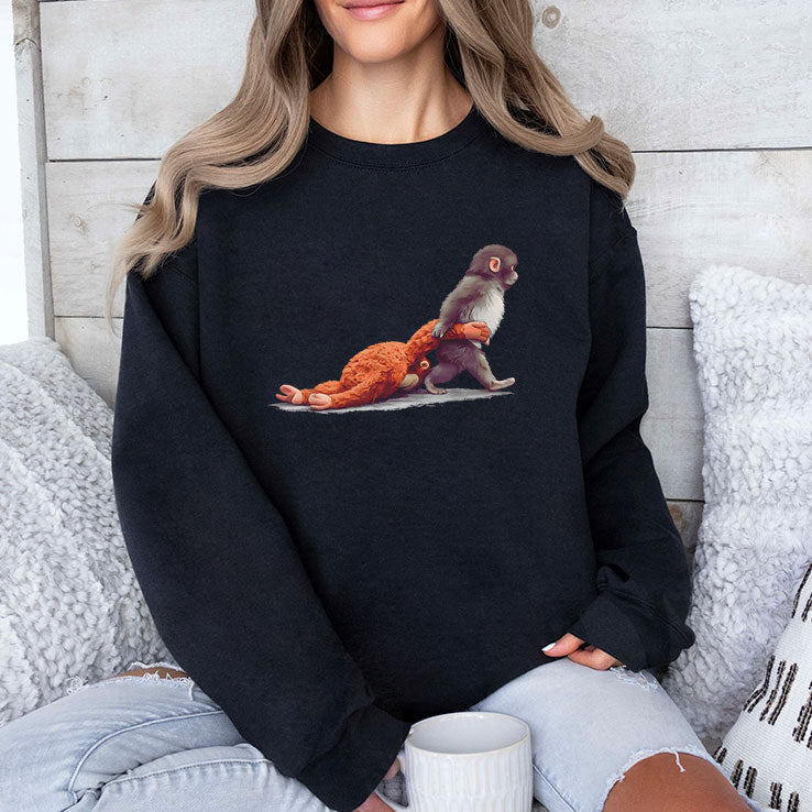 Monkey Punch Baby Monkey Holding Plush Toy T Shirt Unisex