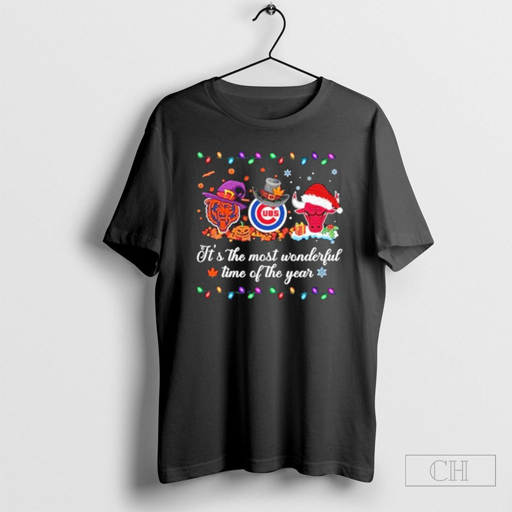 Official Bears Bulls Cubs Logo Its The Most Wonderful Time Of The Year Sweater Tee Unisex
