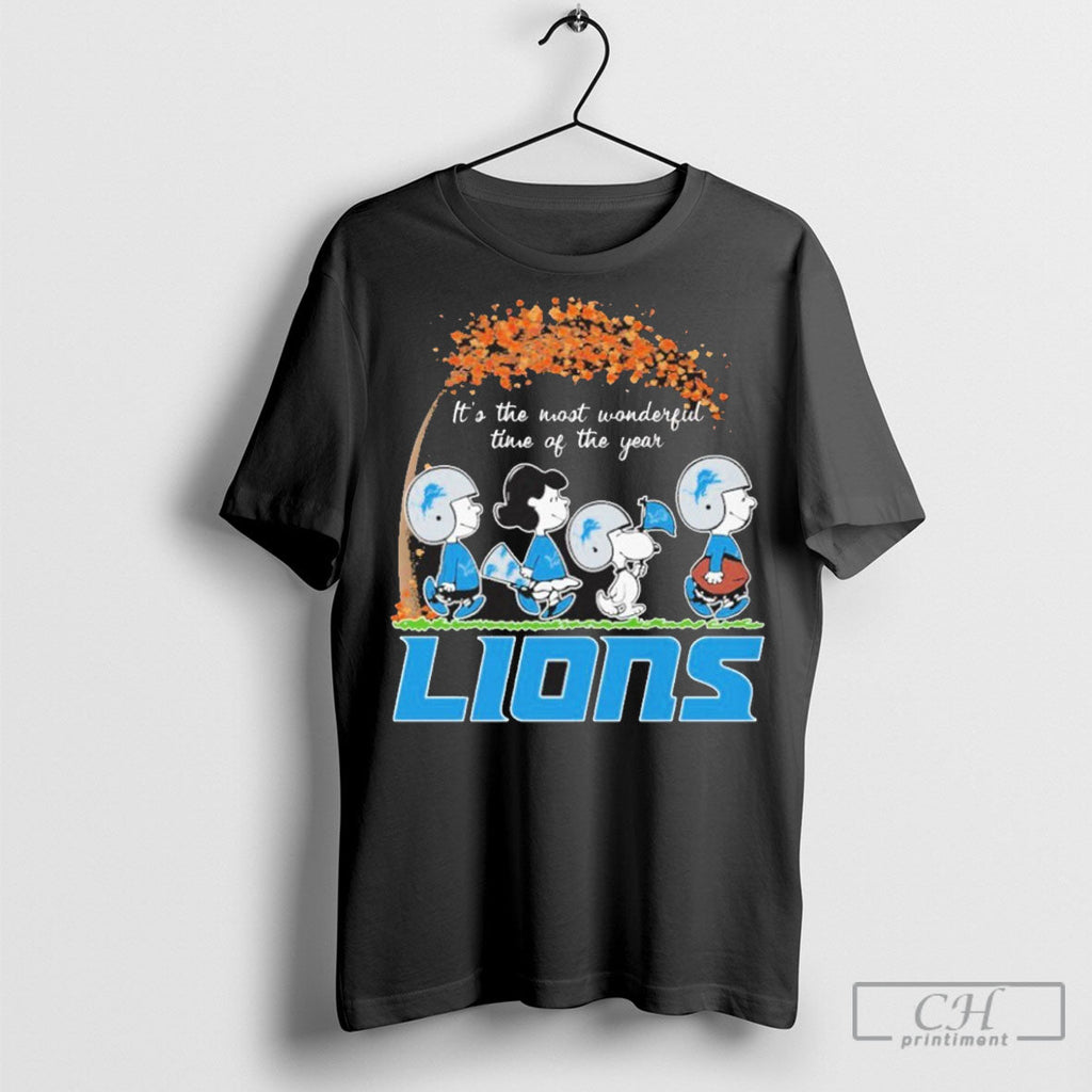 Official The Peanuts Walking X Detroit Lions Its The Most Wonderful Time Of The Year Unisex