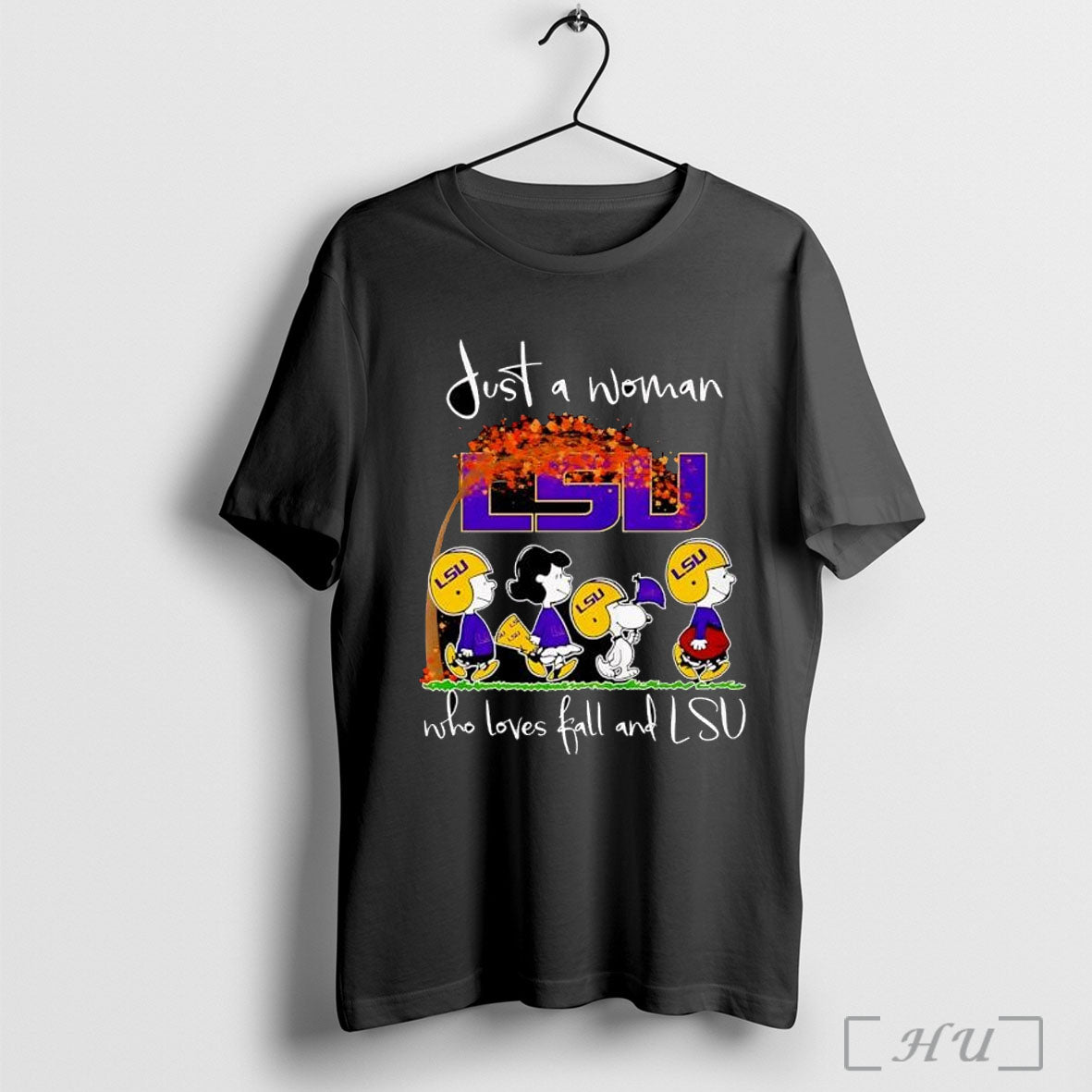 Officials Peanuts Just A Woman Who Loves Fall And Lsu T Shirt Unisex