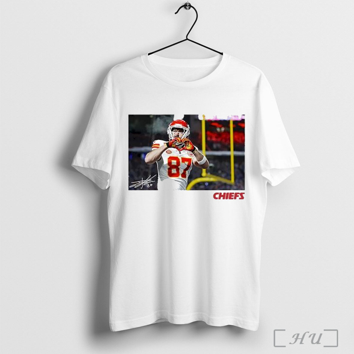 Officials Travis Kelce Kansas City Chiefs Heart Signature Photo T Shirt Unisex