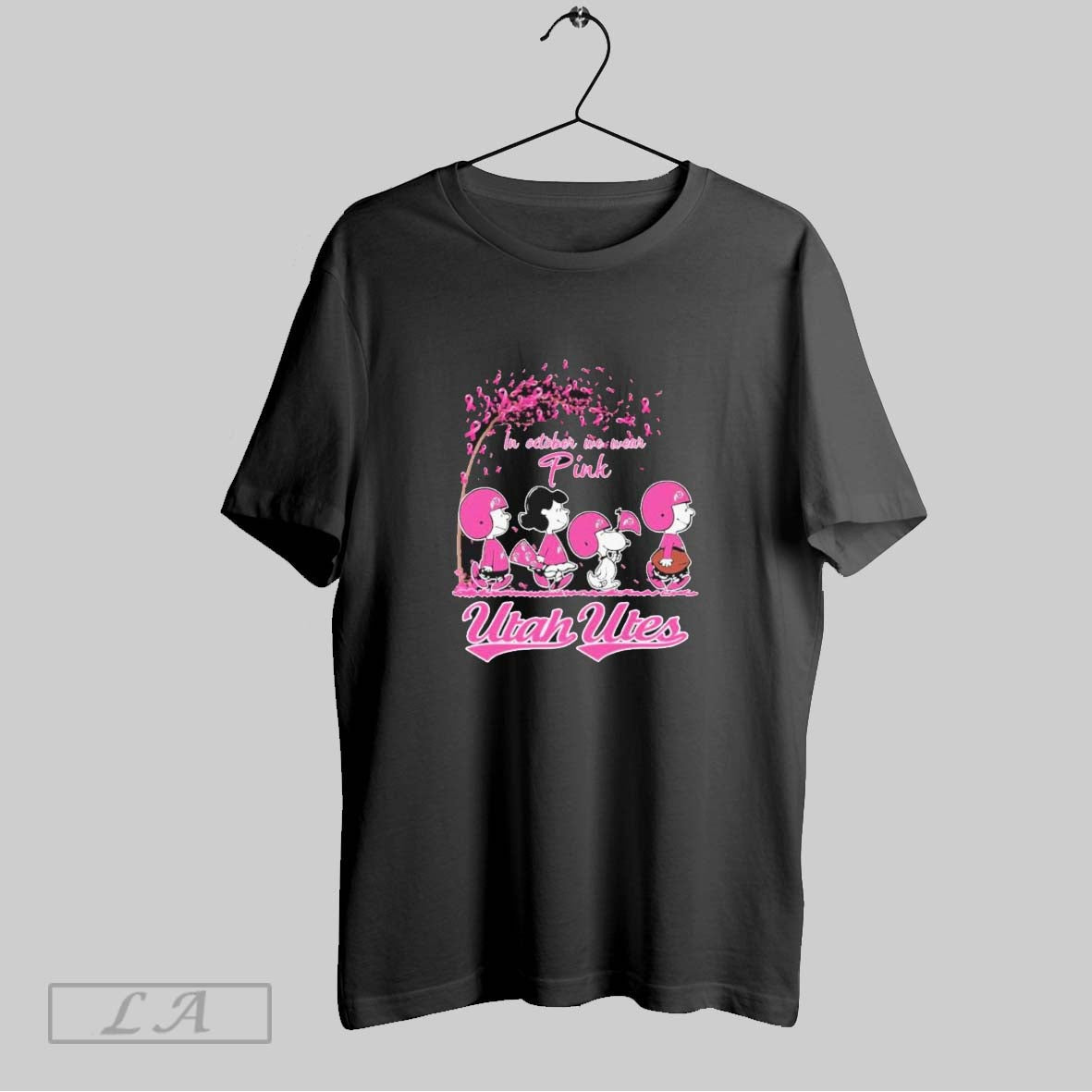 Original The Peanuts Walking X Utah Utes In October We Wear Pink T Shirt Unisex