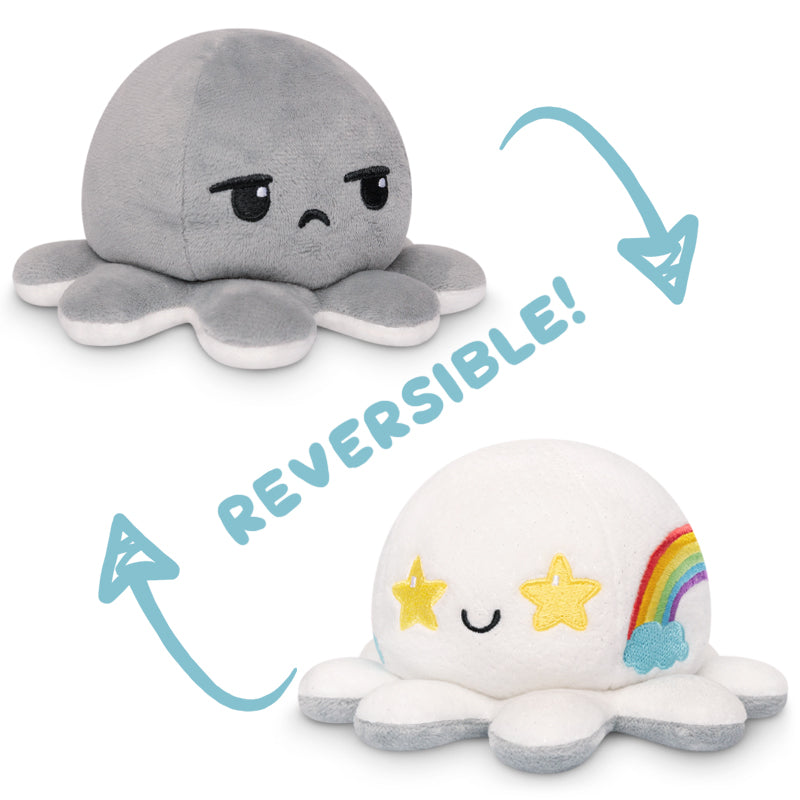 TeeTurtle Reversible Octopus Plushie (Gray + White Sparkle) Unisex