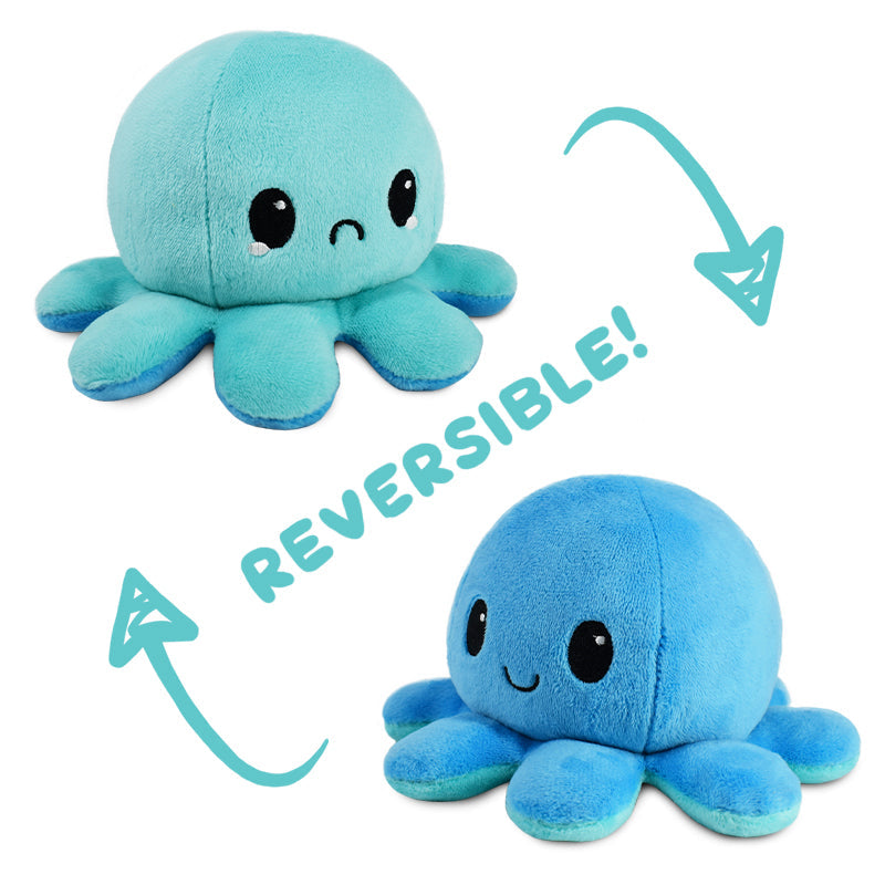 TeeTurtle Reversible Octopus Plushie (Light Blue + Blue) Unisex