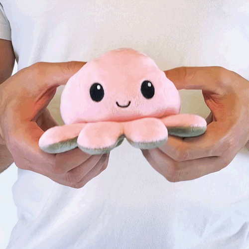 TeeTurtle Reversible Octopus Plushie (Gray + Light Pink) Unisex