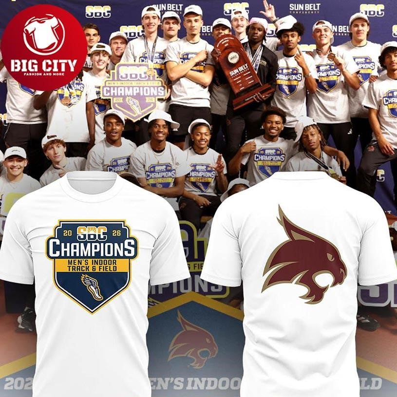 Texas State Bobcat Sun Belt 2026 Track &amp; Field Champions Two Sided Shirt Unisex