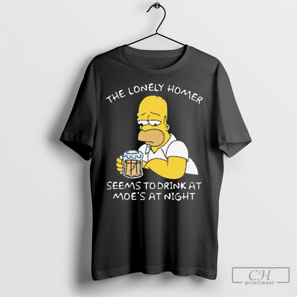 The Lonely Homer Seems To Drink At Moes At Night T Shirts Unisex