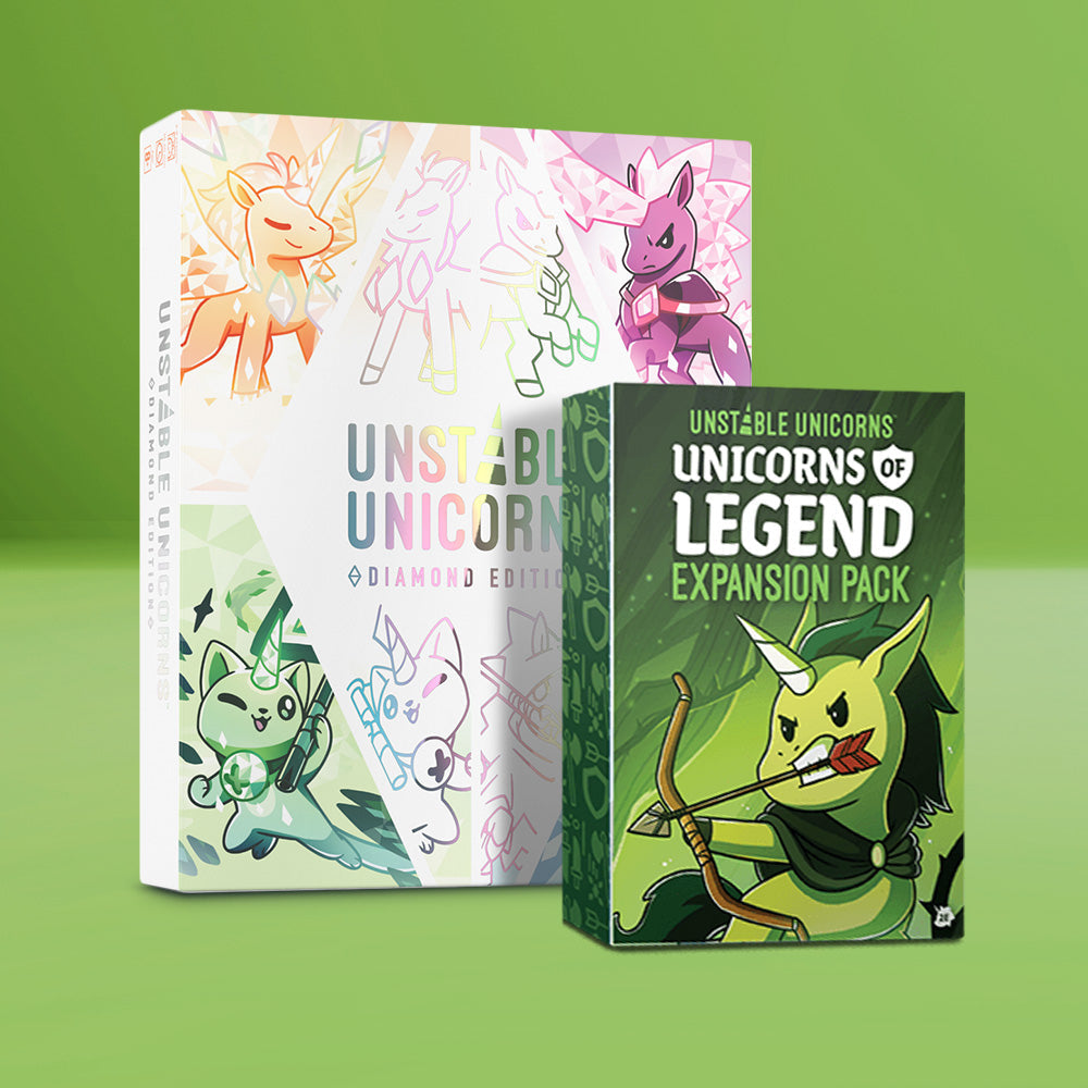 Unstable Unicorns: Diamond Edition: Base Game + Unicorns of Legend Expansion Bundle Unisex