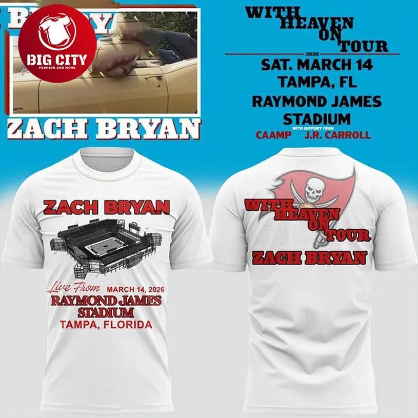 Zach Bryan X Tampa Bay Buccaneers With Heaven On Tour Live From Raymond James Stadium Two Sided Shirt