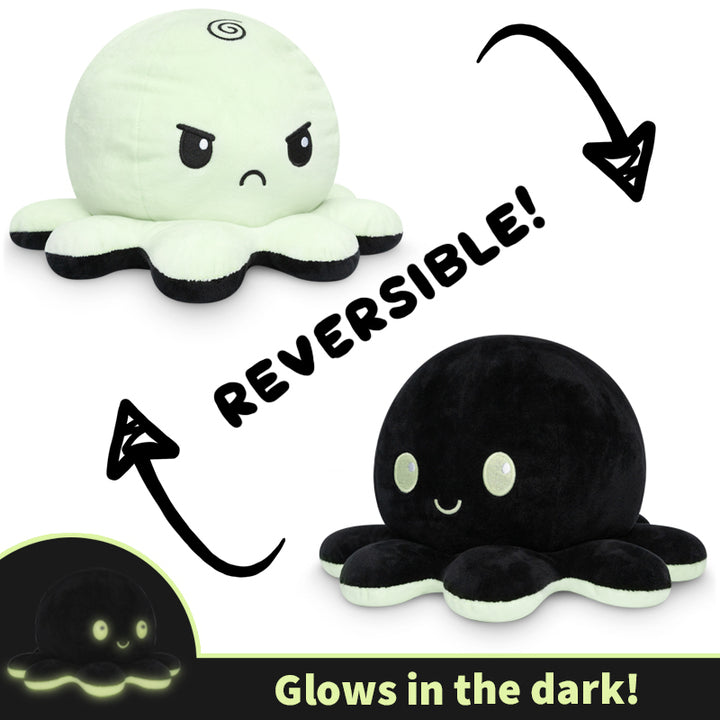 TeeTurtle Big Reversible Octopus Plushie (Green Glow + Black) Unisex