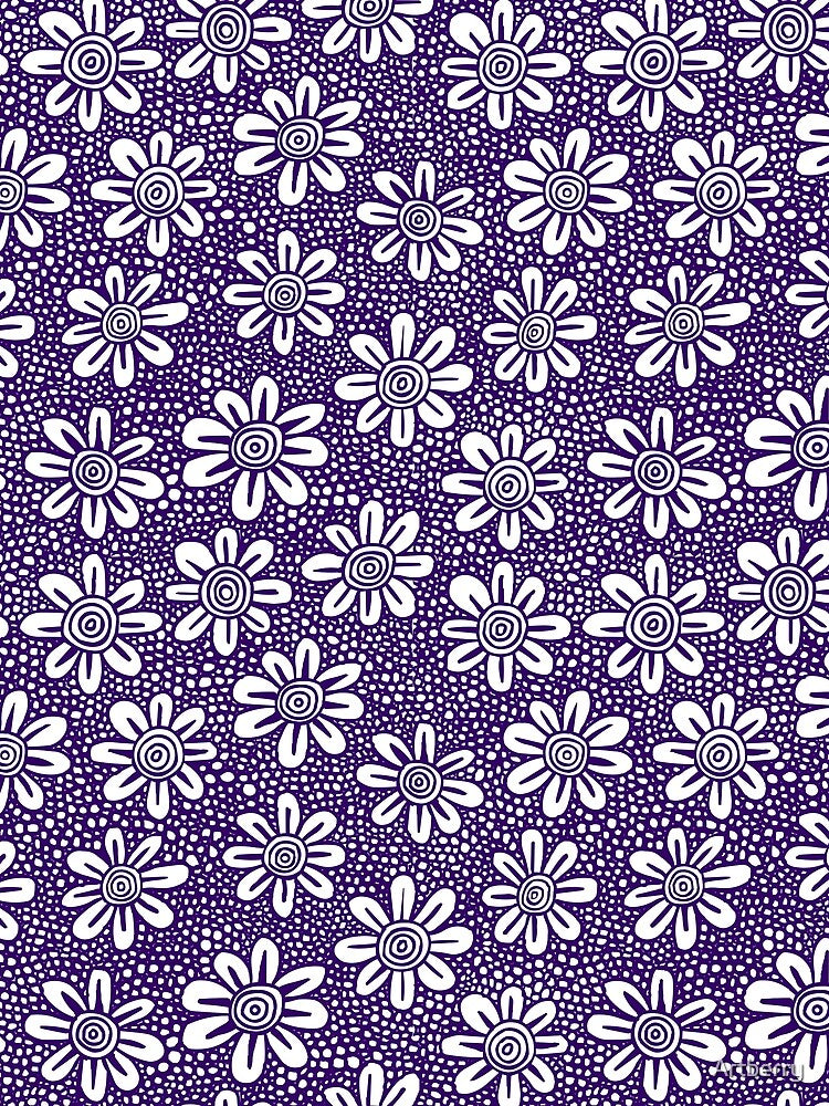 Hand Drawn Flower Pattern 140617 - Deep Purple by Artberry