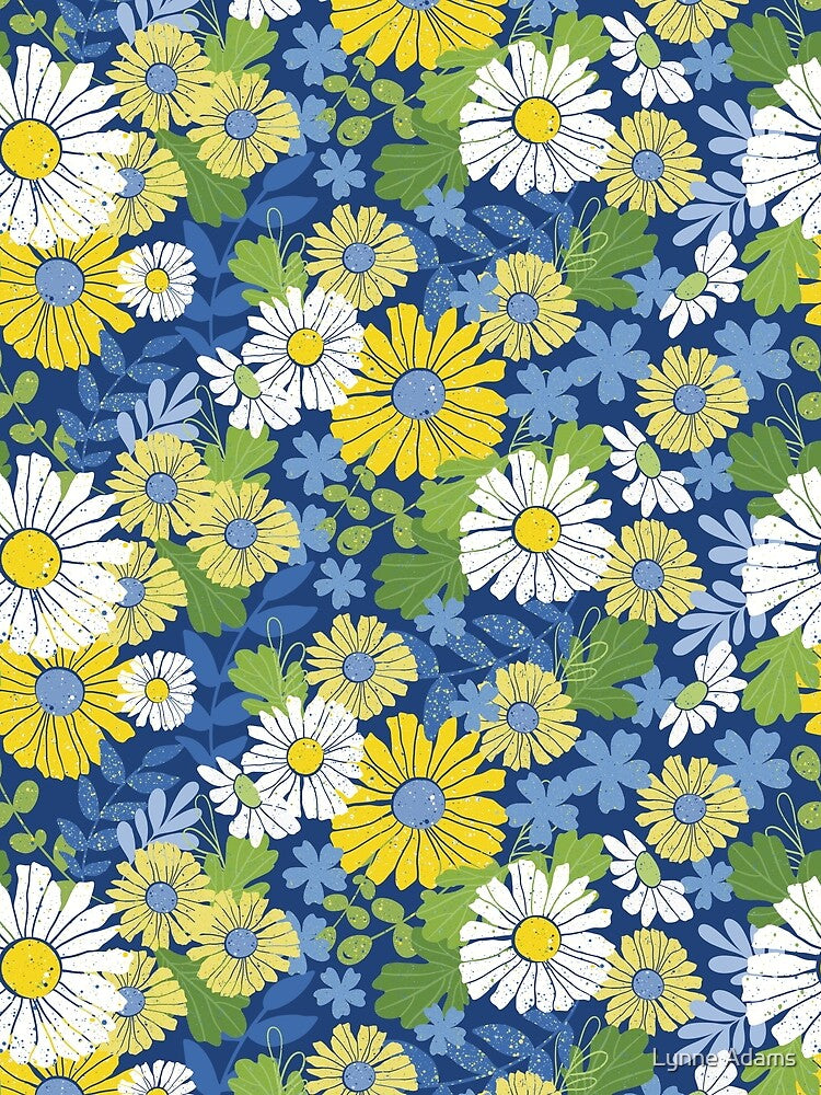Daisies - Blue and Yellow by Lynne Adams