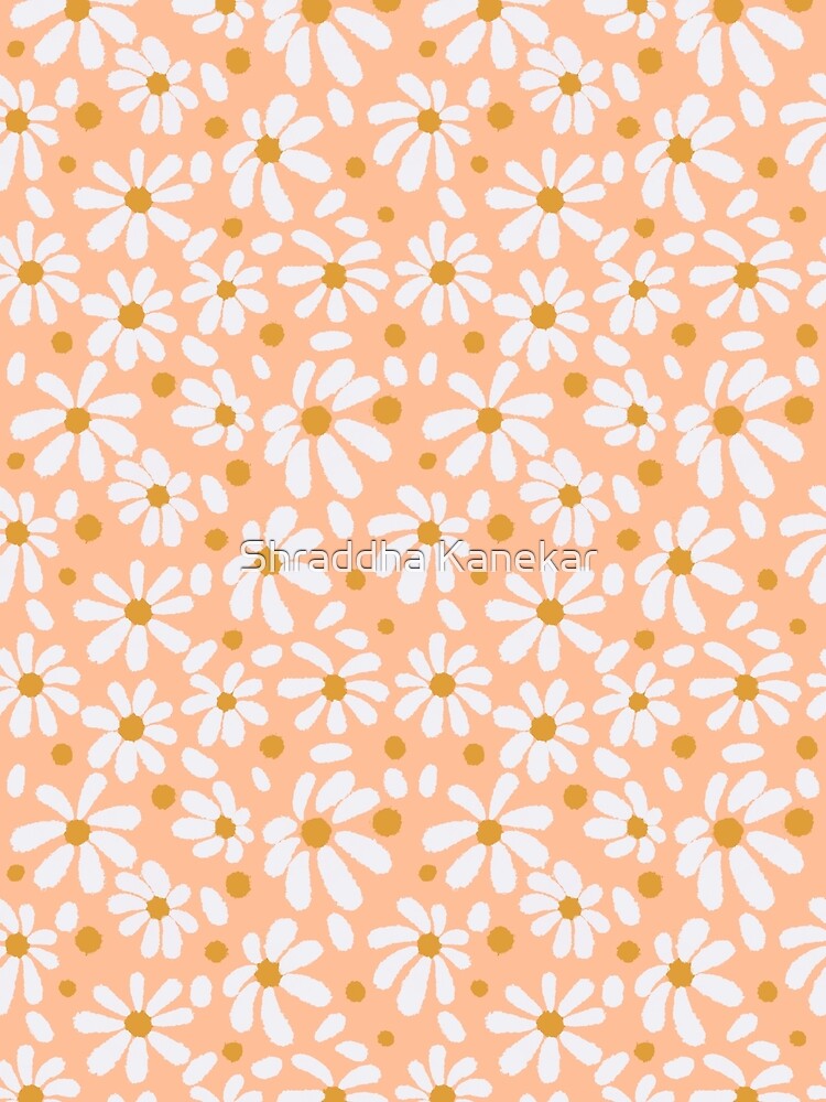 Daisies on peach background by kalaauniverse_art_studio