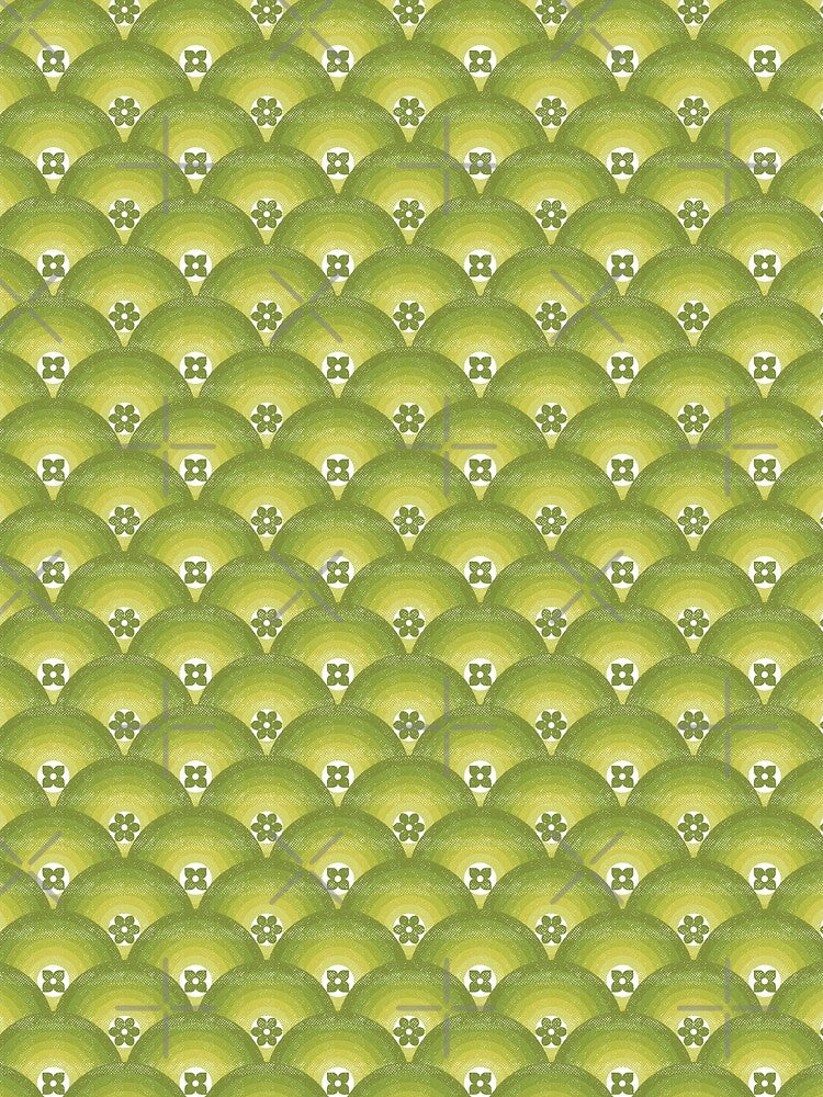 Green Retro 70s Scallop Circle Flowers by WickedRefined - Nicole Demereckis