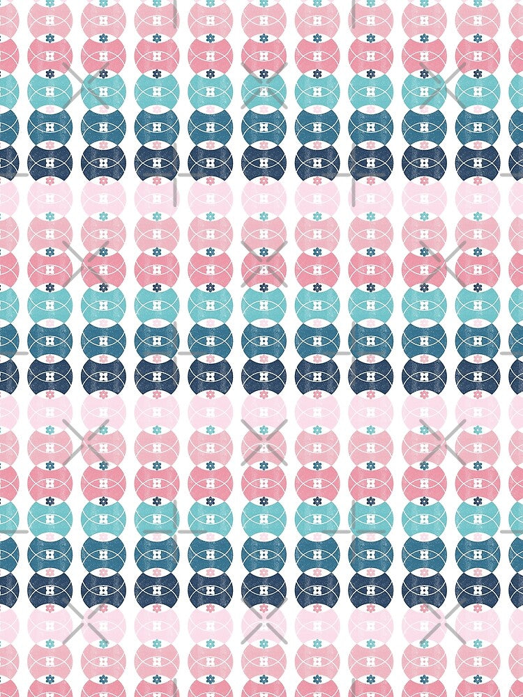 Pink Blue Ombre Retro 70s Circle Flowers by WickedRefined - Nicole Demereckis