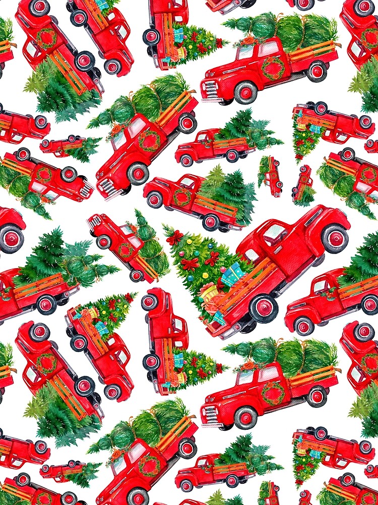 Festive Truck Christmas Tree seamless pattern by natropycals