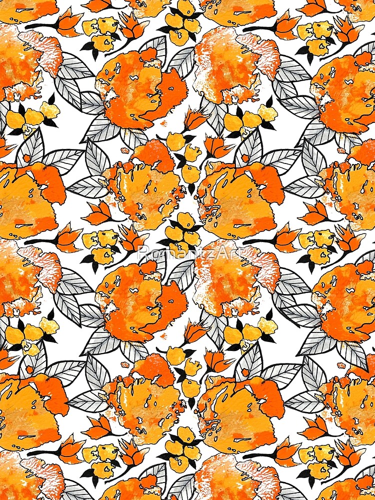 Tulips - Abstract, Orange Yellow and Gold by RomantzArt