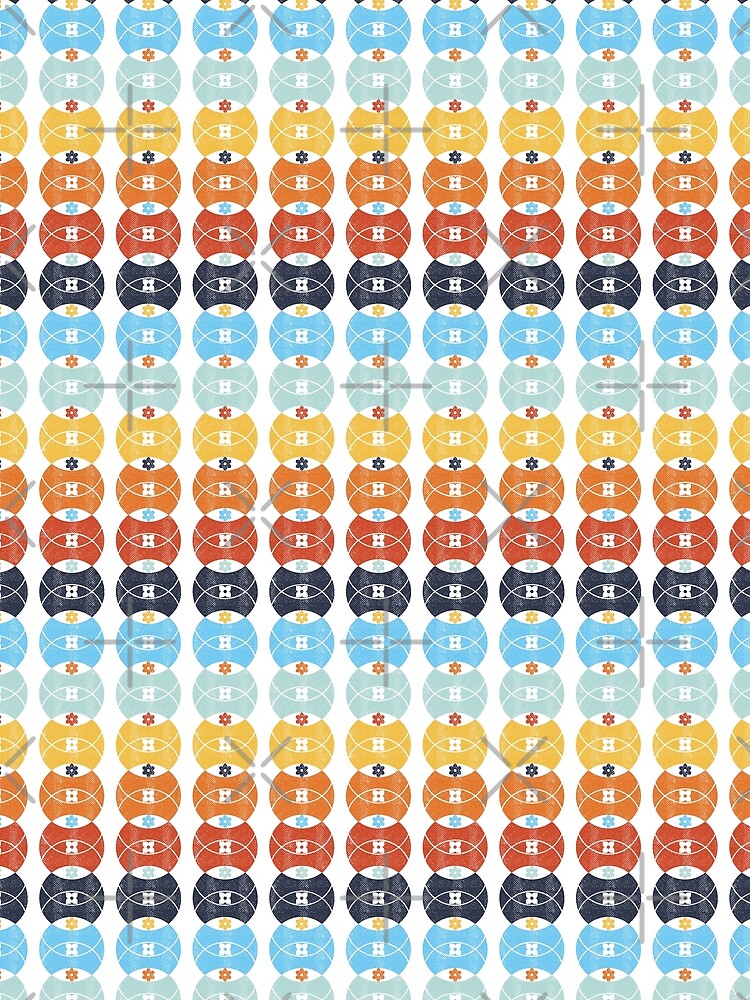 Orange Blue Ombre Retro 70s Circle Flowers by WickedRefined - Nicole Demereckis