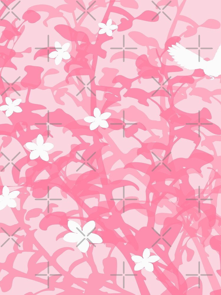 Pink Aesthetic Flowers and Bird by Designs24U