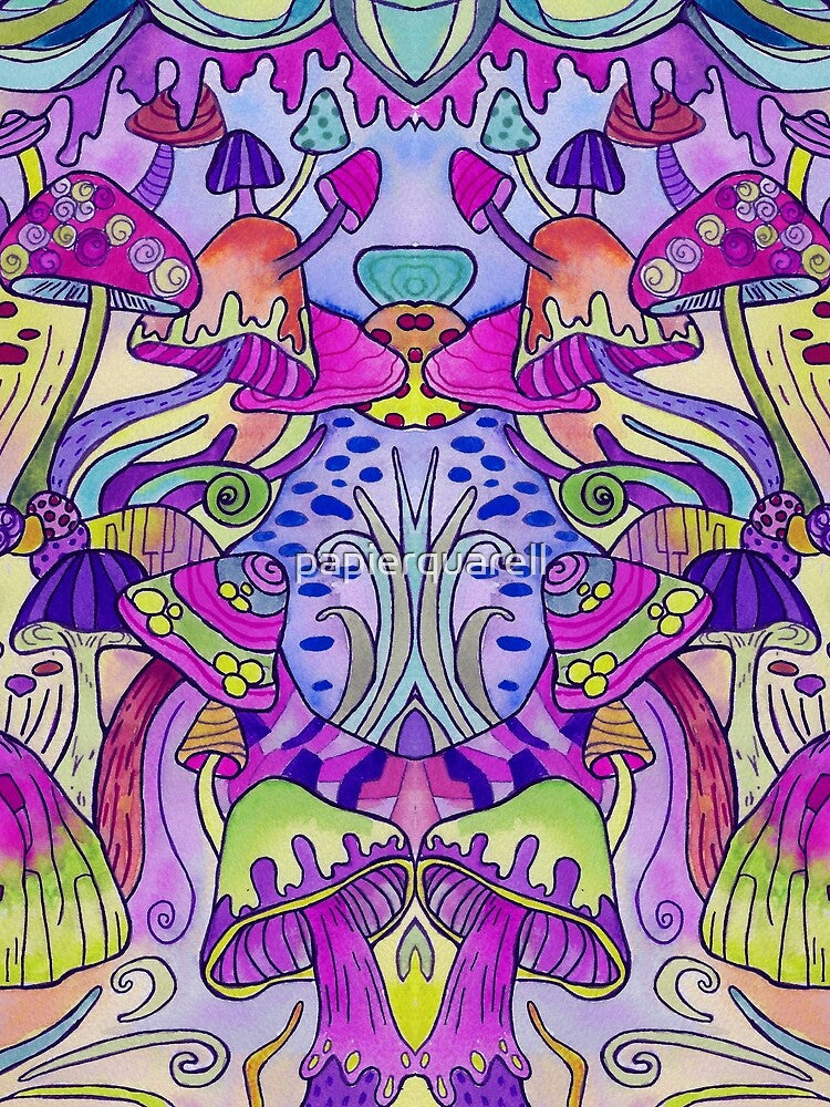 Mushroom Forest - Watercolor Illustration by papierquarell