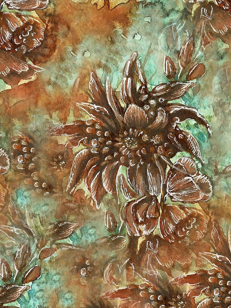 Brown watercolor wild flowers by robertaaiello