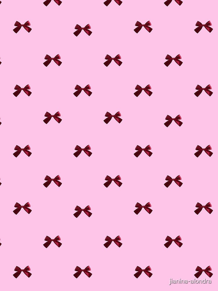 Dark Red Bow Pink Seamless Pattern by jianina-alondra