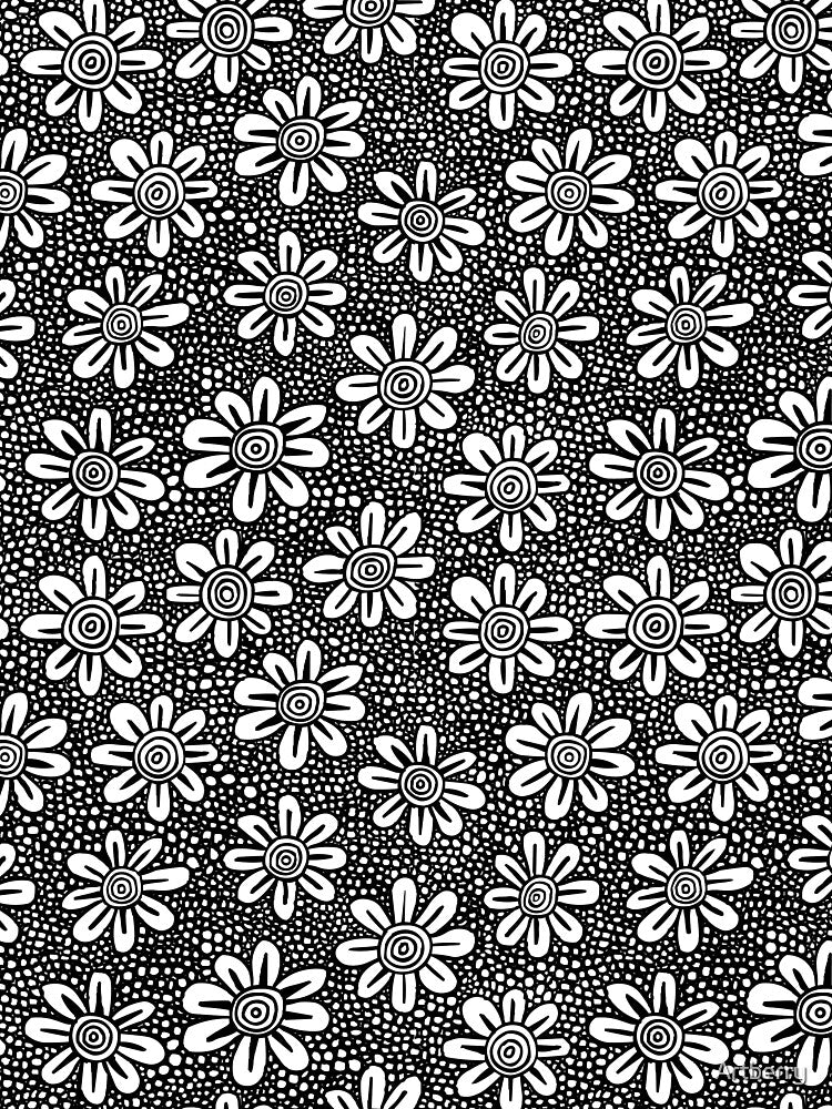 Hand Drawn Flower Pattern 140617 - Black by Artberry