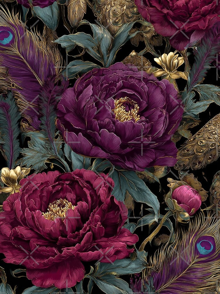Dark academia Victorian Peonies Feathers Connection by scicilysimonee