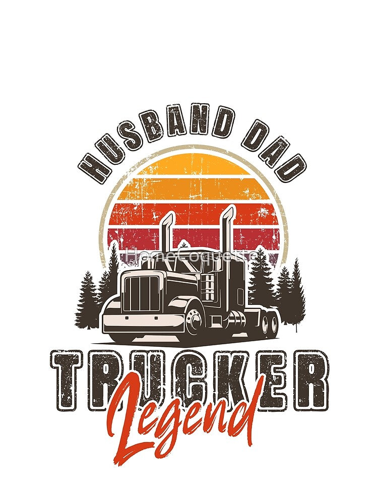 Vintage sunset long haul truck, Husband Dad Trucker Legend by HomeCoquette