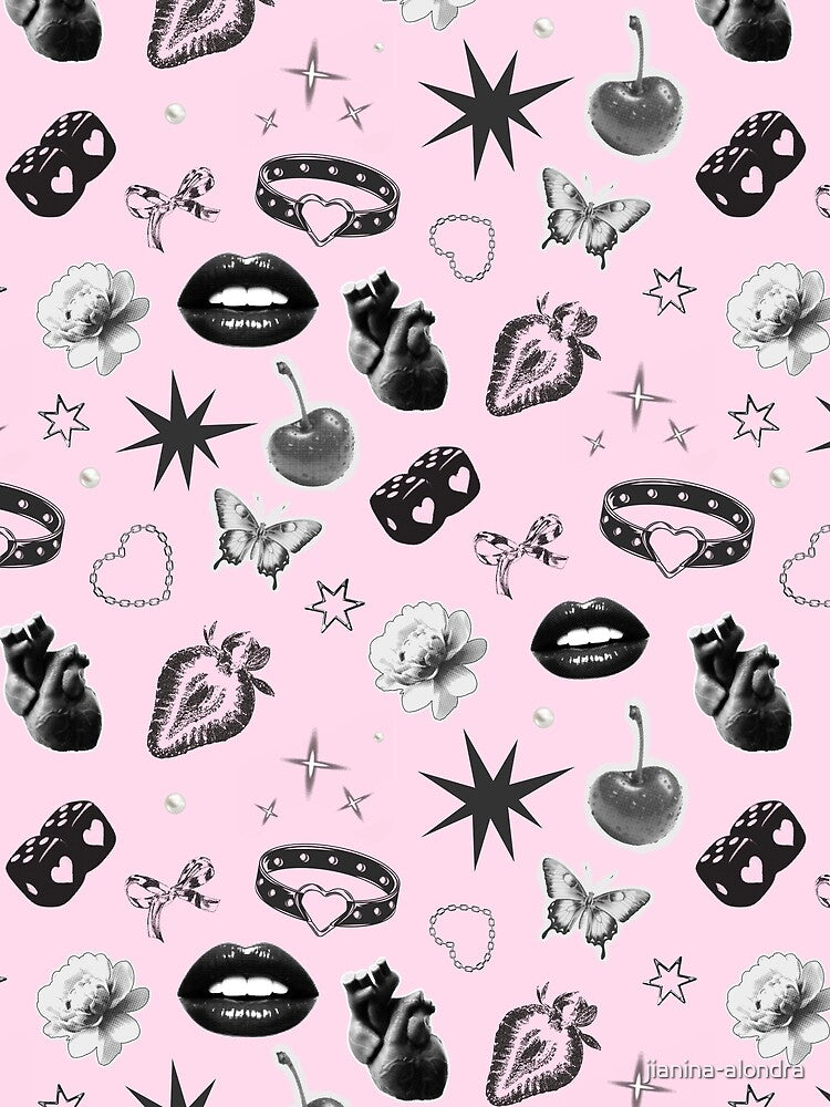 Pink Y2K Coquette Girly Aesthetic Pattern by jianina-alondra
