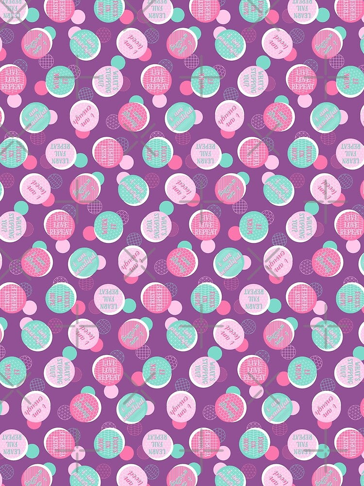 Modern Geometric - Positive Vibes Affirmation Pattern - Purple Pink Blue by WickedRefined - Nicole Demereckis