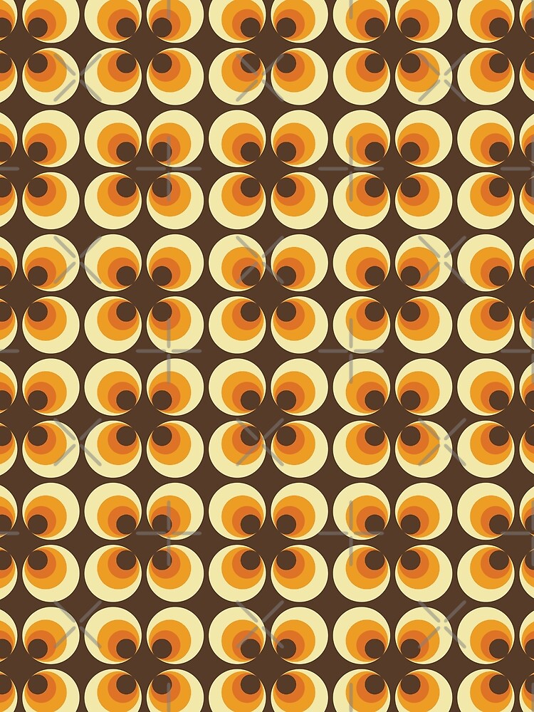 70s Aesthetic Orange and Brown Seamless Circle Pattern by MadfishDesigns