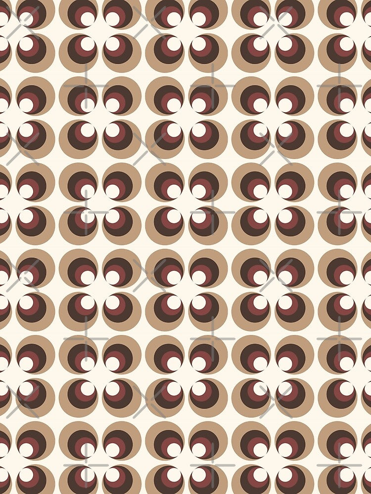 Retro 70s Aesthetic Coffee and Cream Seamless Circle Pattern by MadfishDesigns