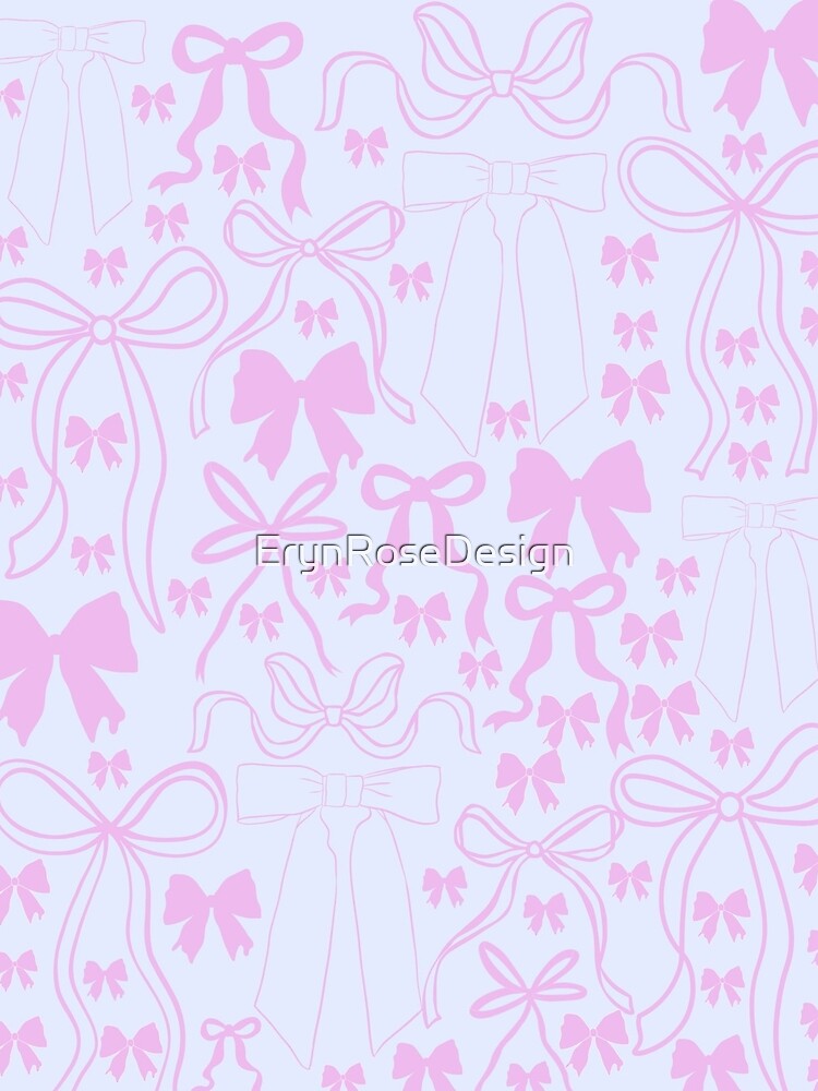 Pink Bow and Blue Coquette Pattern Girly Bow Pattern Coquette Bow by ErynRoseDesign