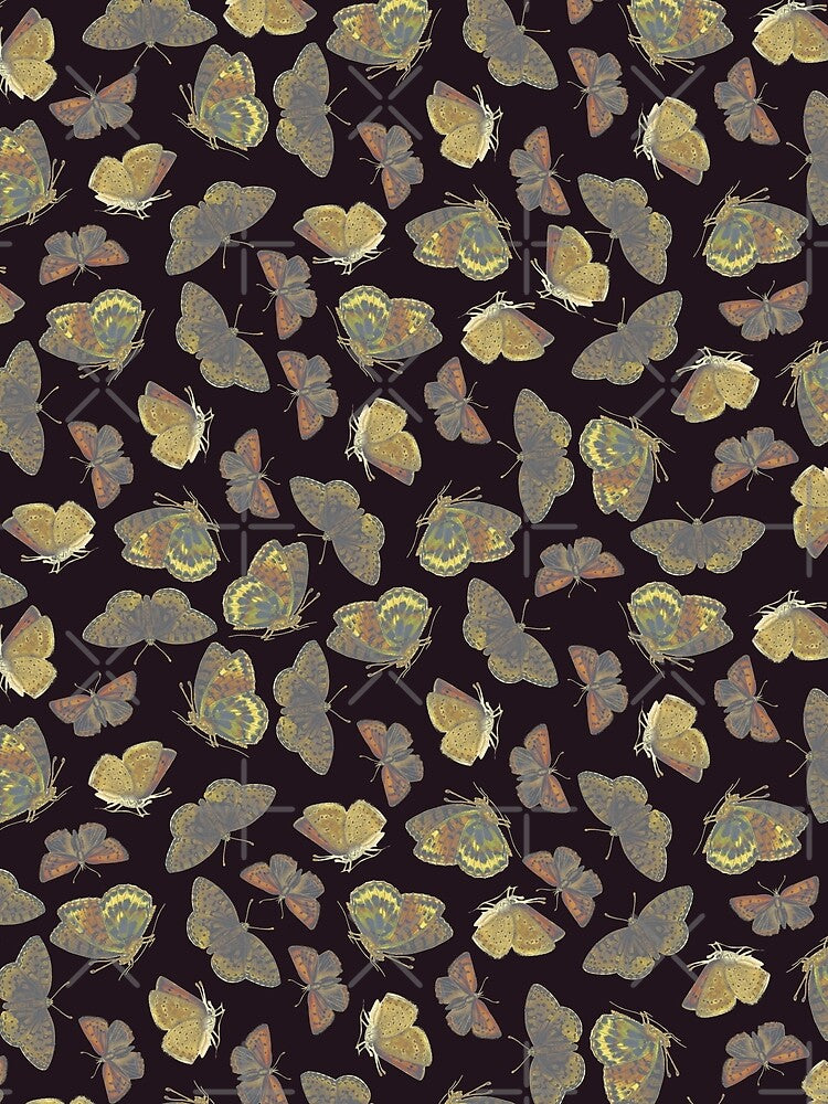 Dark Academia Aesthetic Vintage Butterfly Pattern by JoWillmot