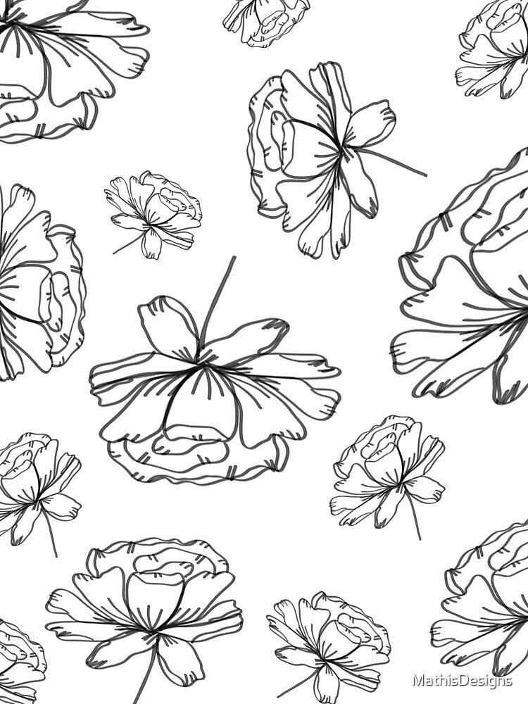 Hand Drawn Peonies by MathisDesigns