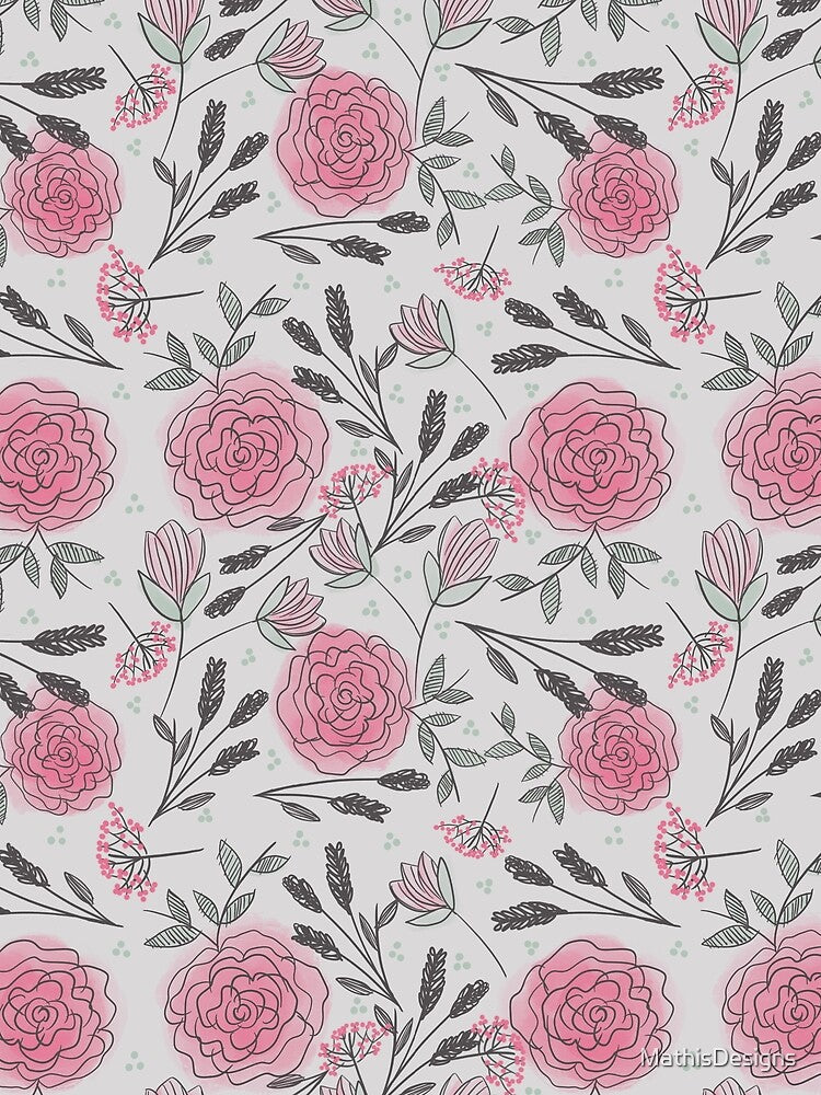 Soft and Sketchy Peonies by MathisDesigns