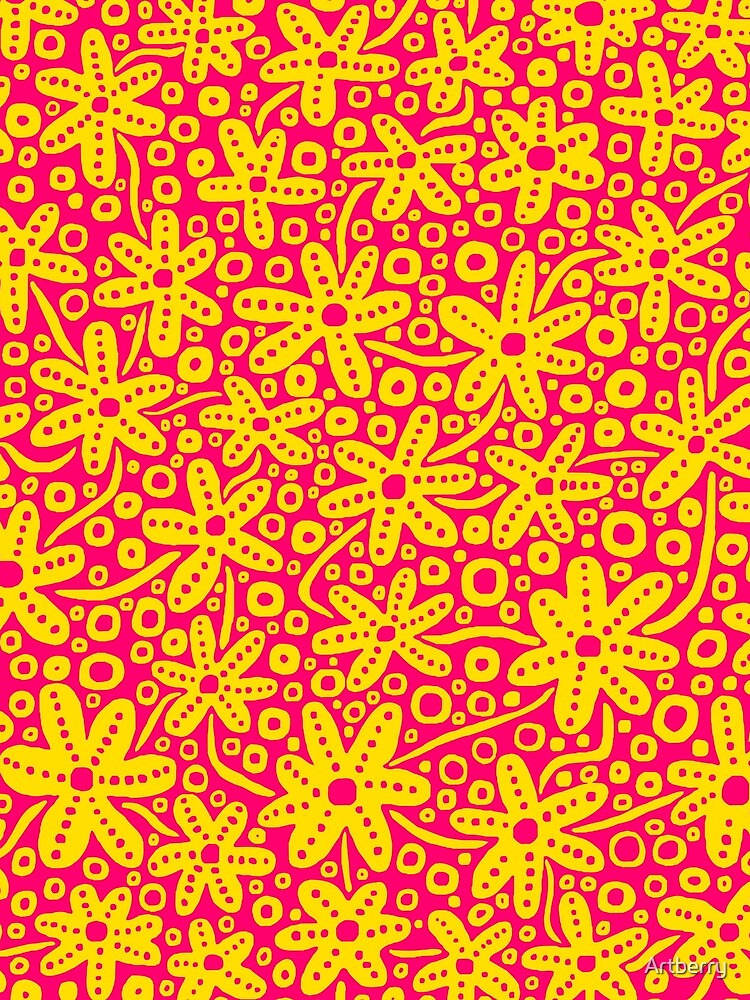 Stylised Floral Design - Amber and Rose Red by Artberry