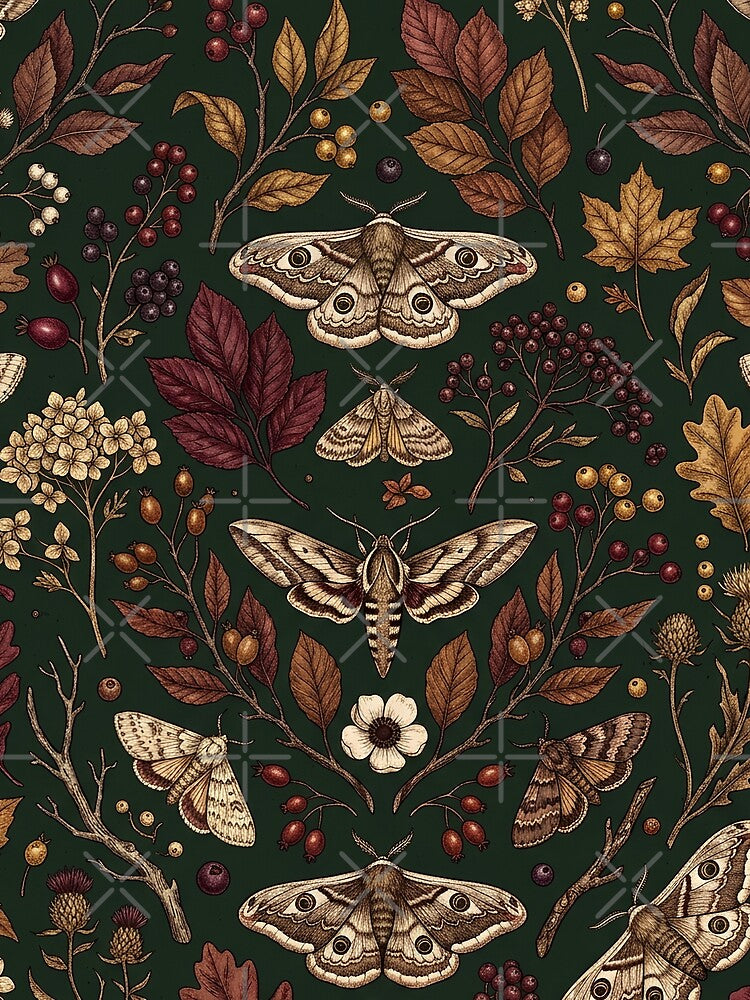 Vintage Moth Botanical Autumn Pattern by Ivy-Triggs